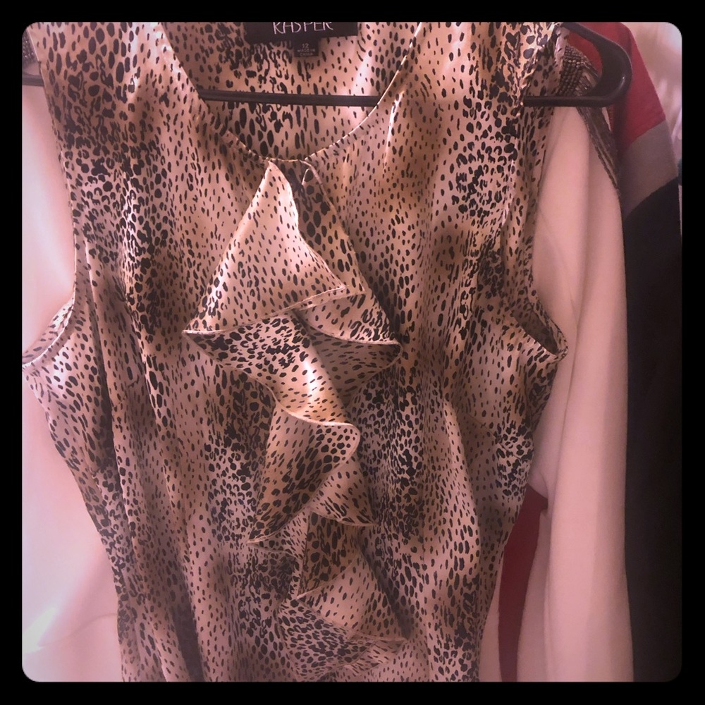 Satin cheetah print blouse
